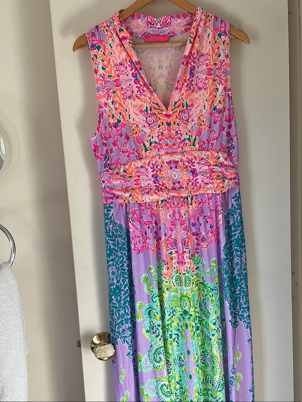 LILLY PULITZER Women’s Sleeveless Lavender & Pink Floral One-Piece maxi Dress